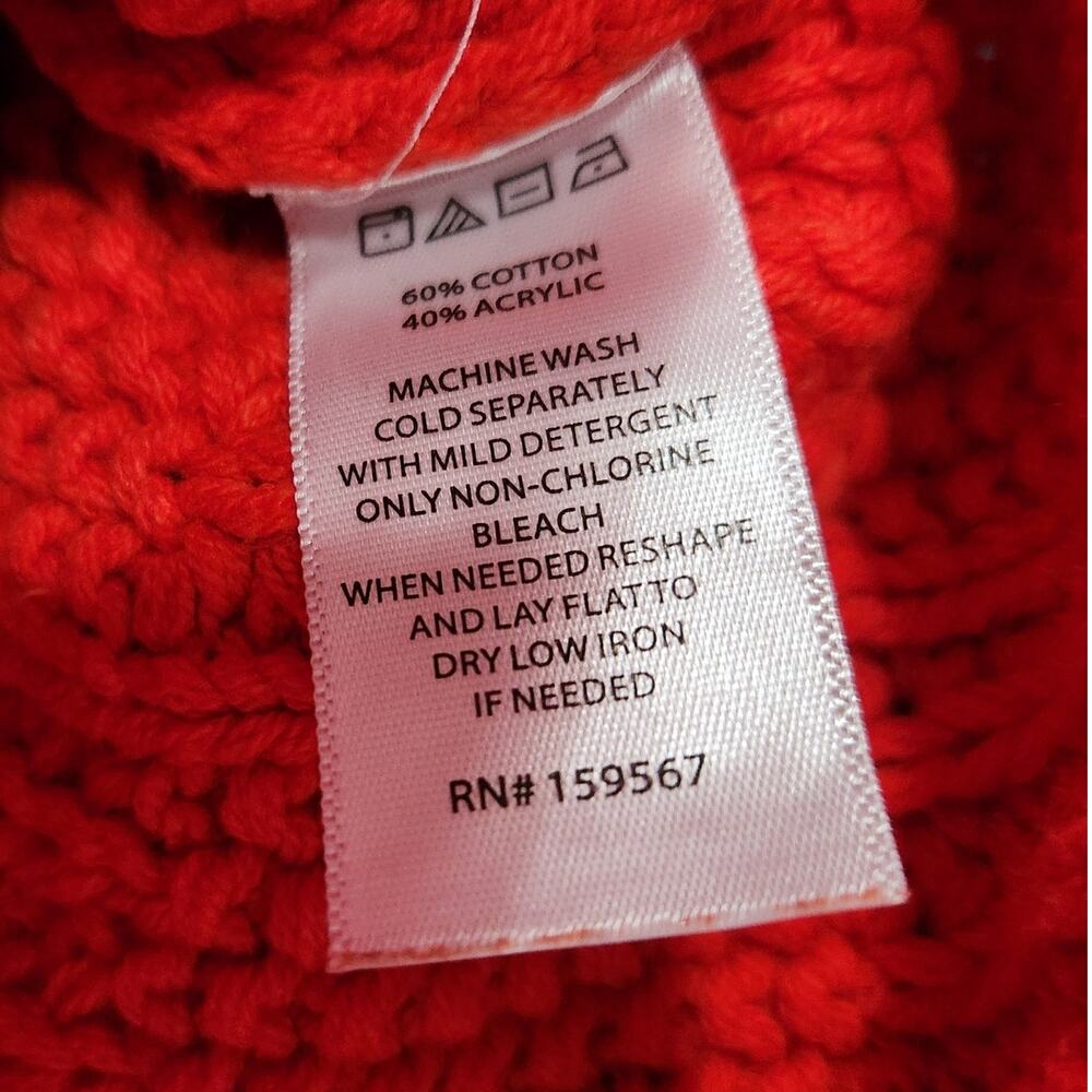Willow & Wind Cropped Sweater Crew Neck Long Sleeve Cable Knit Red Size Large - Picture 6 of 6